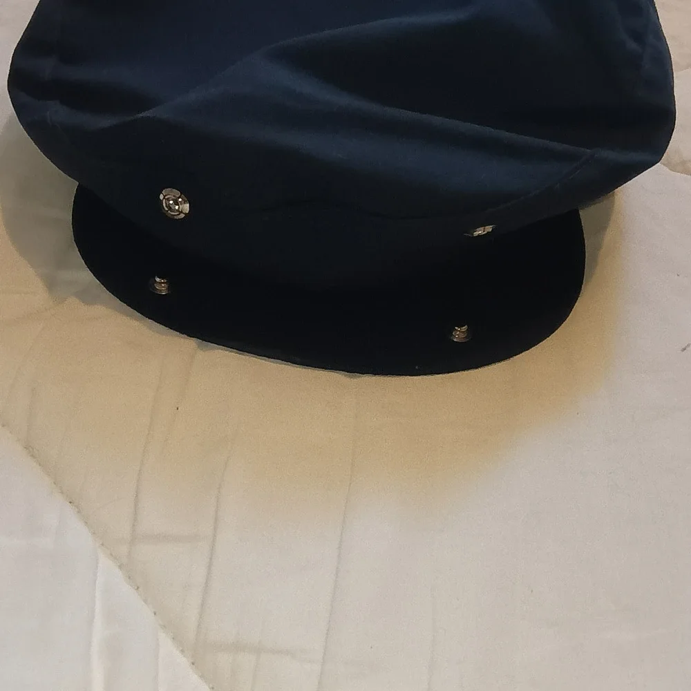 RARE Vtg Eddie Bauer XL Navy Seaman's‎ Cap w/ Snaps ACTWU Union Made in USA - Picture 6 of 8